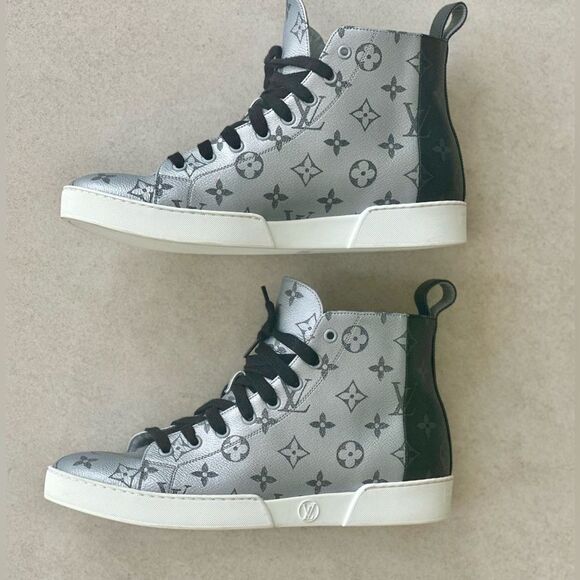 Louis Vuitton Monogram Match Up High Top Trainers Silver/ Gray Canvas Sz US 7.5 main image 6